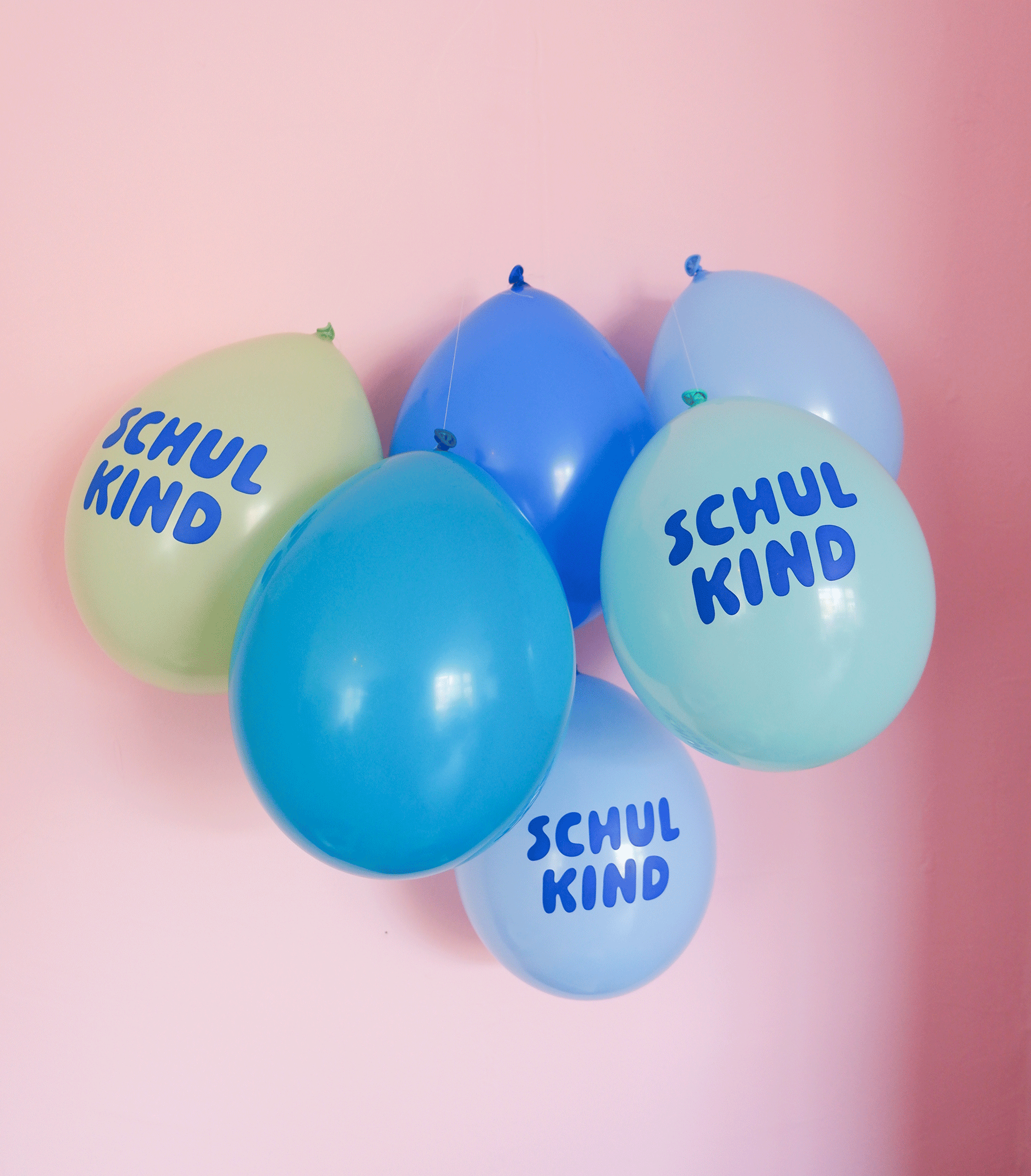 Schulkind Luftballon 6er Set | blau-Mix | 5 Stück: Normaldruck