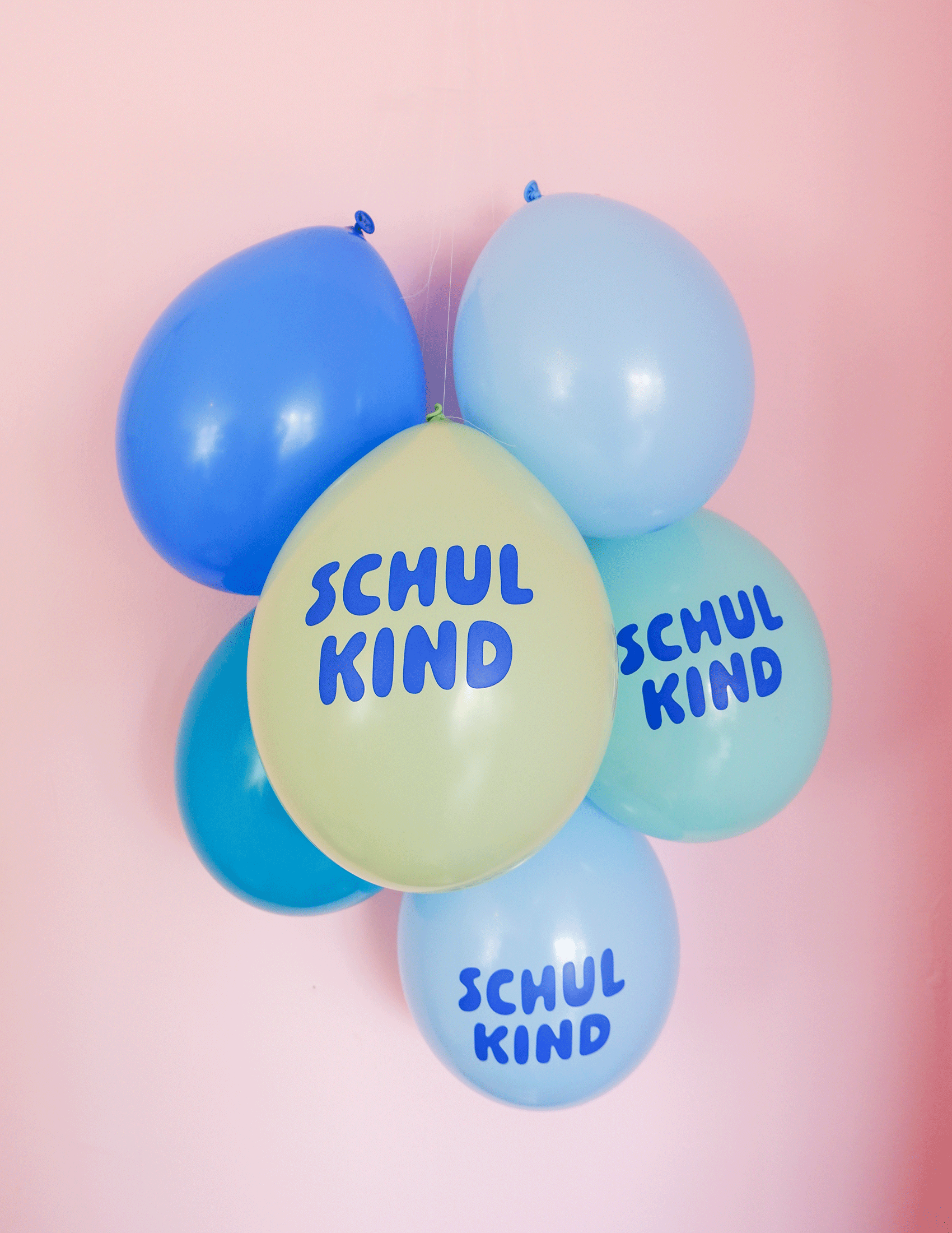 Schulkind Luftballon 6er Set | blau-Mix | 5 Stück: Normaldruck