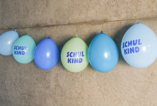 Schulkind Luftballon 6er Set | blau-Mix | 5 Stück: Normaldruck